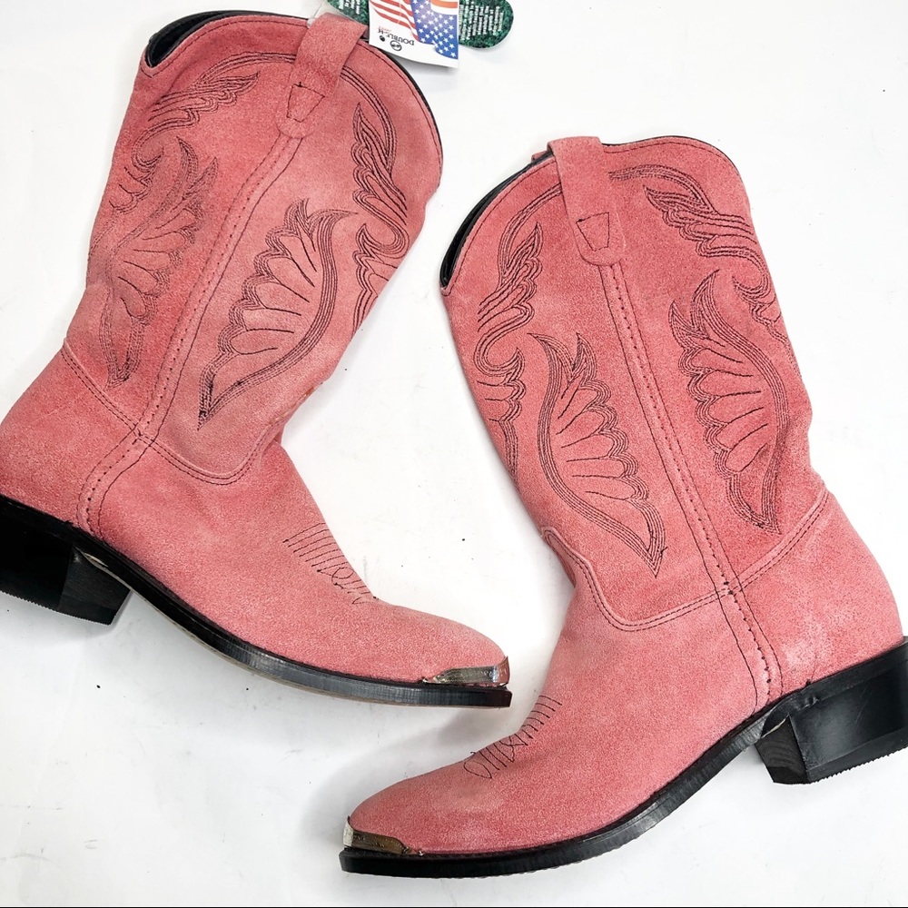 Double H | Pink Suede Western Boots